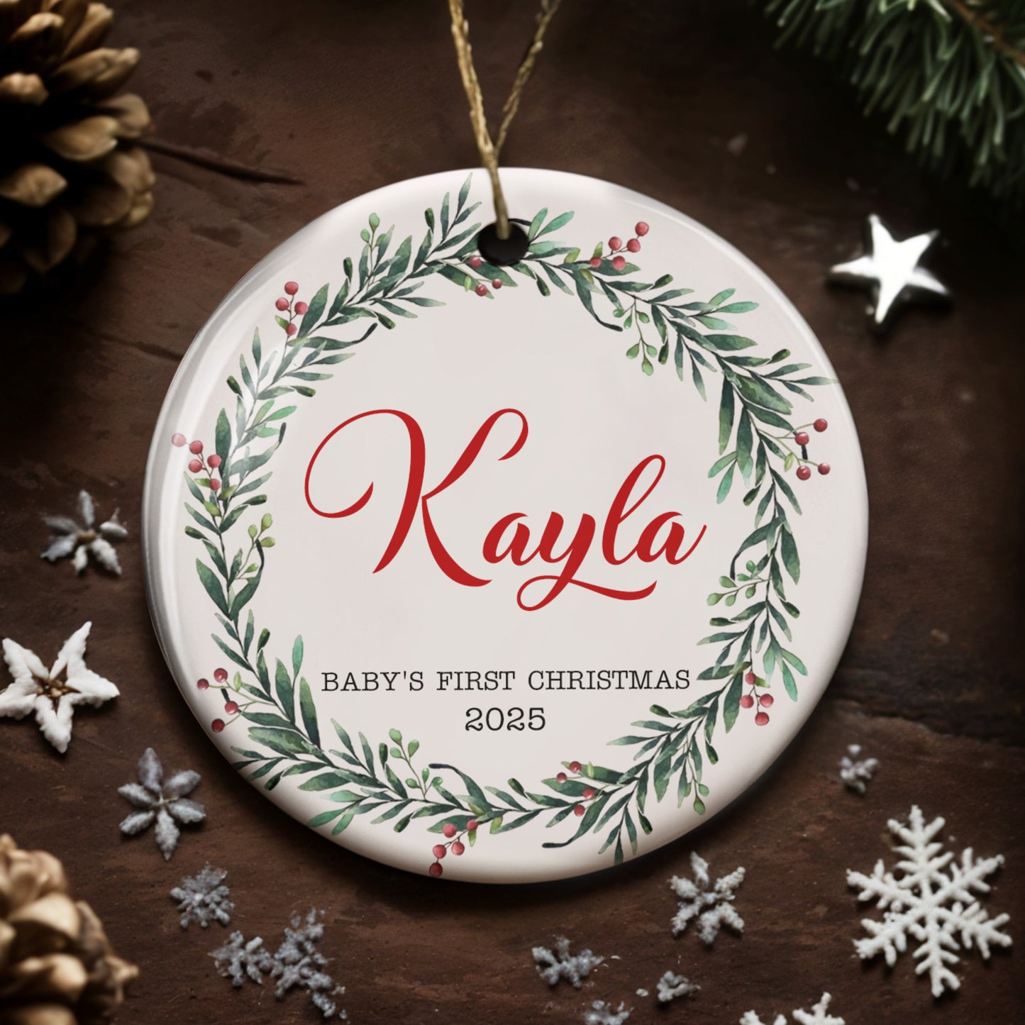 Baby's First Christmas Wreath And Berries