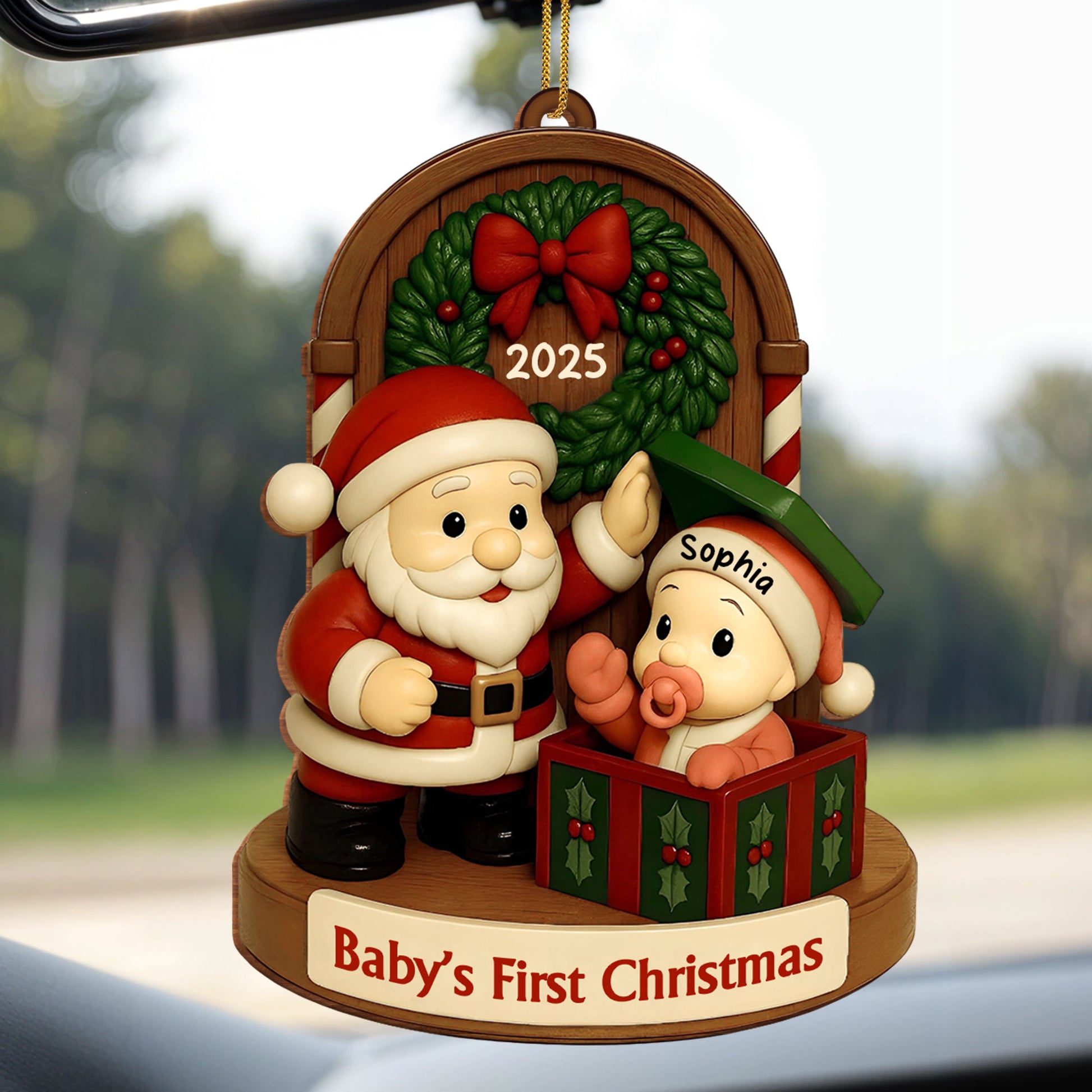 Baby's First Christmas With Santa And Festive Decorations