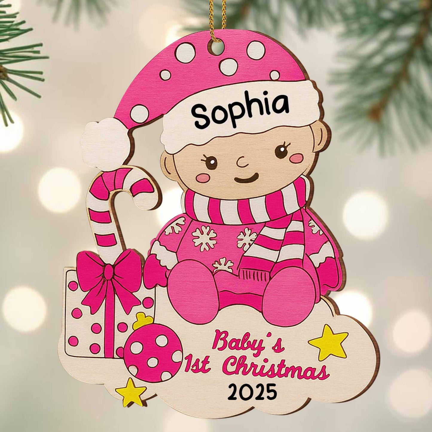 Baby's 1st Christmas With Candy Cane And Gifts