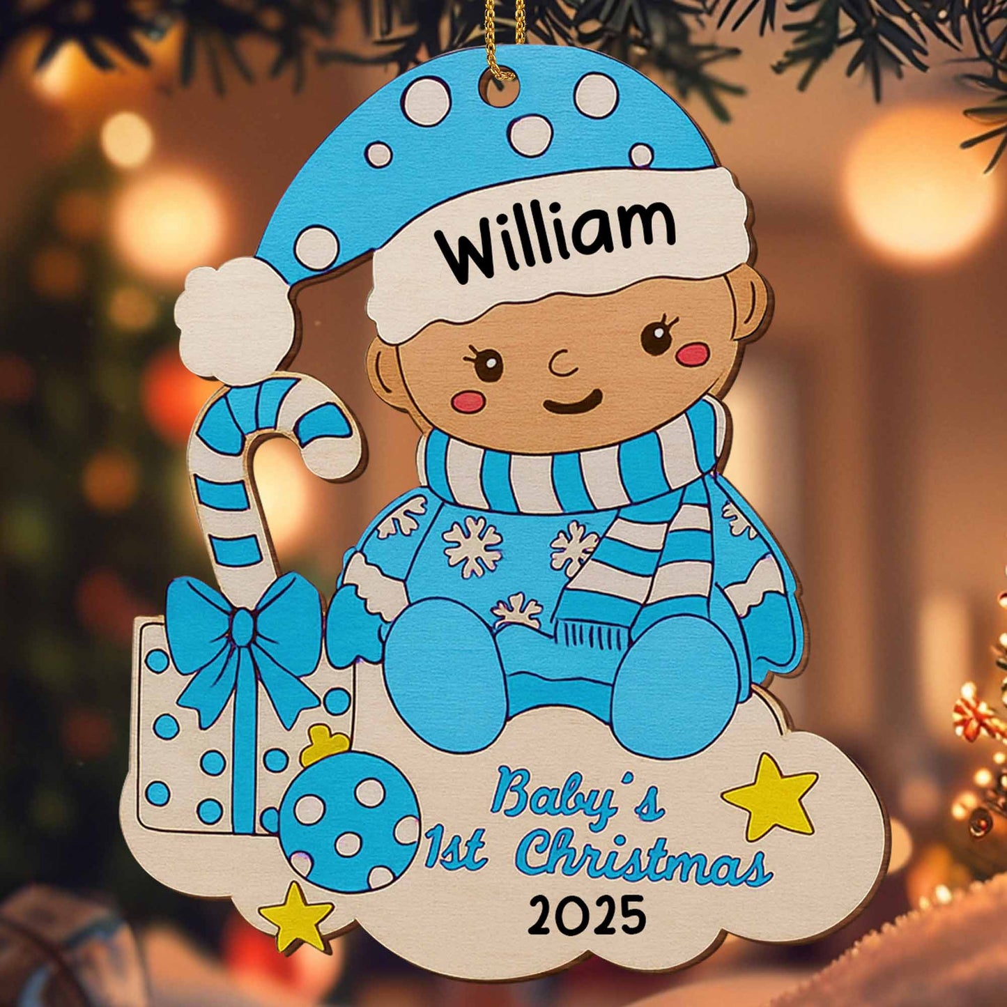 Baby's 1st Christmas With Candy Cane And Gifts