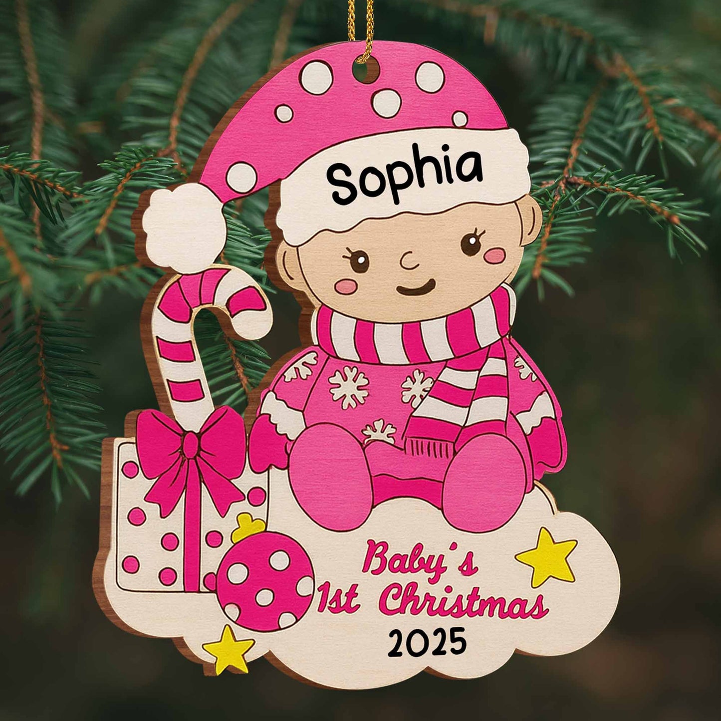 Baby's 1st Christmas With Candy Cane And Gifts