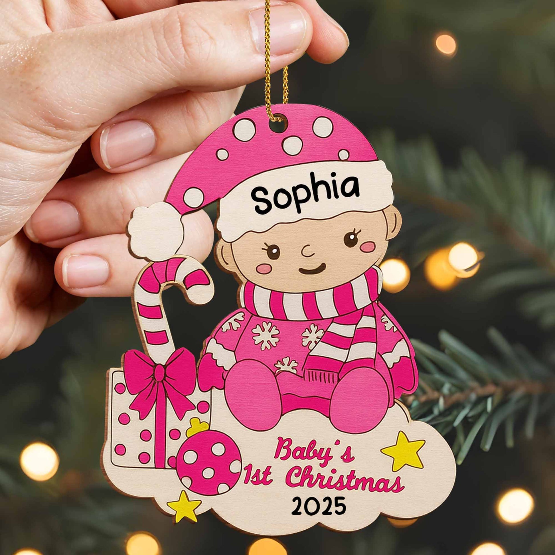 Baby's 1st Christmas With Candy Cane And Gifts