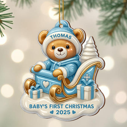 Baby's First Christmas Teddy Bear On Sleigh