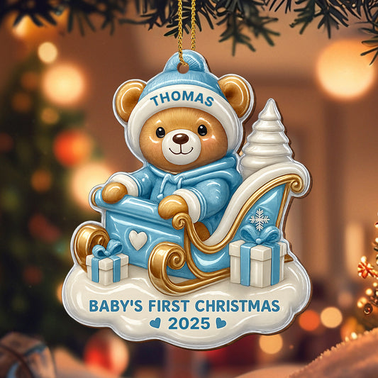 Baby's First Christmas Teddy Bear On Sleigh