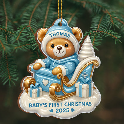 Baby's First Christmas Teddy Bear On Sleigh