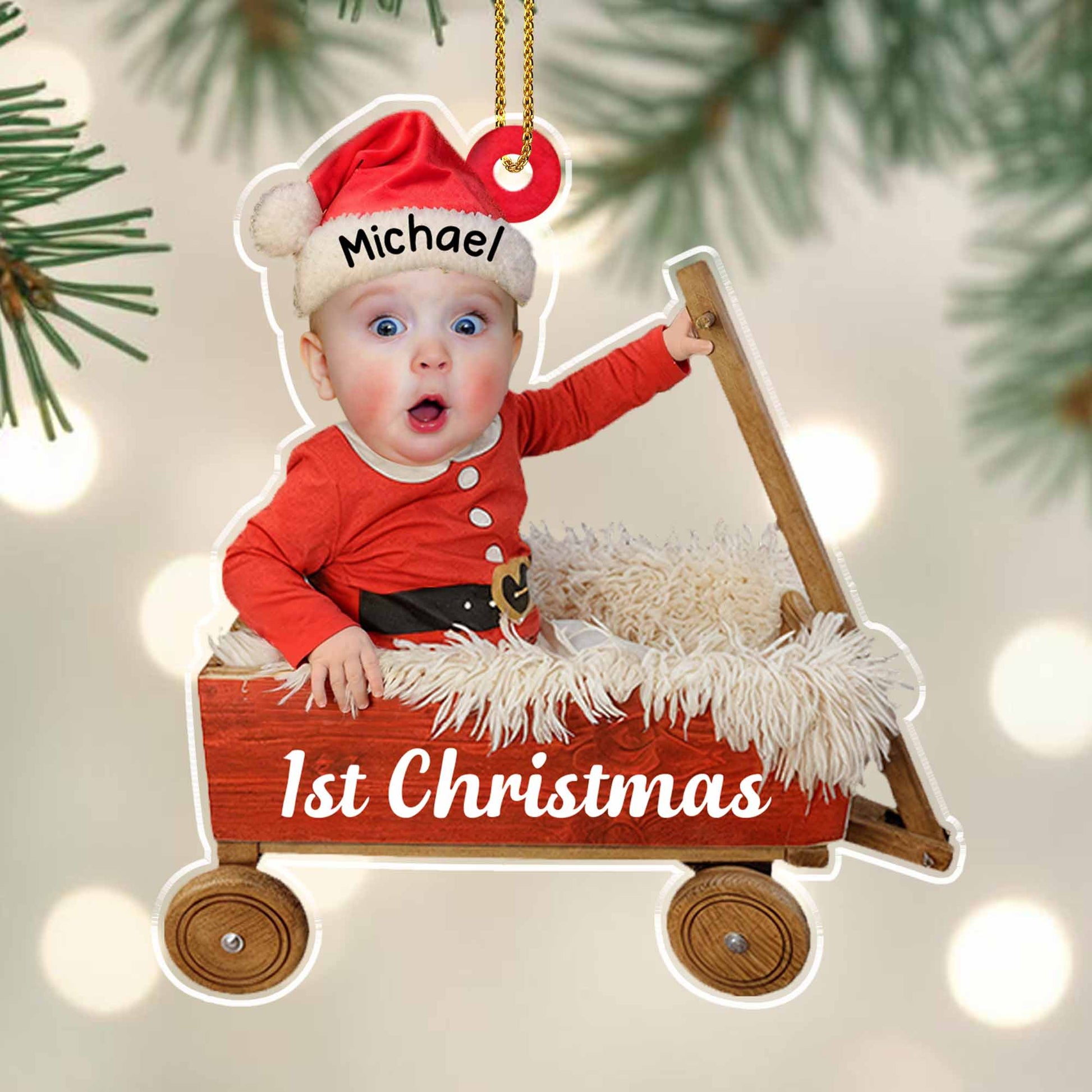 1st Christmas With Baby In Santa Hat