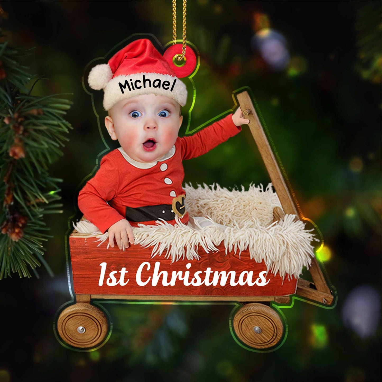 1st Christmas With Baby In Santa Hat