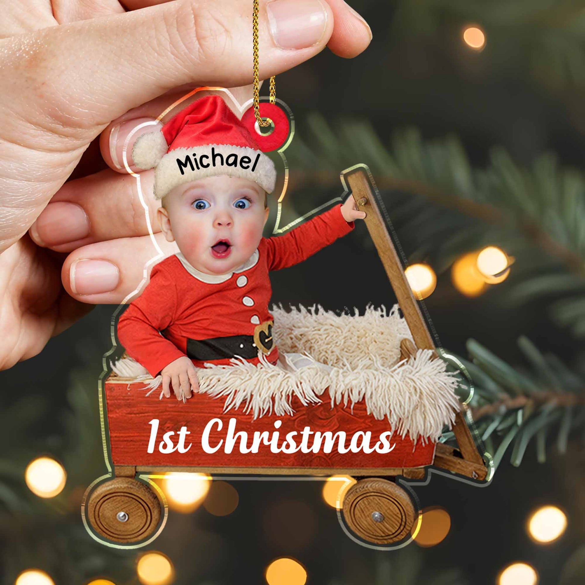 1st Christmas With Baby In Santa Hat