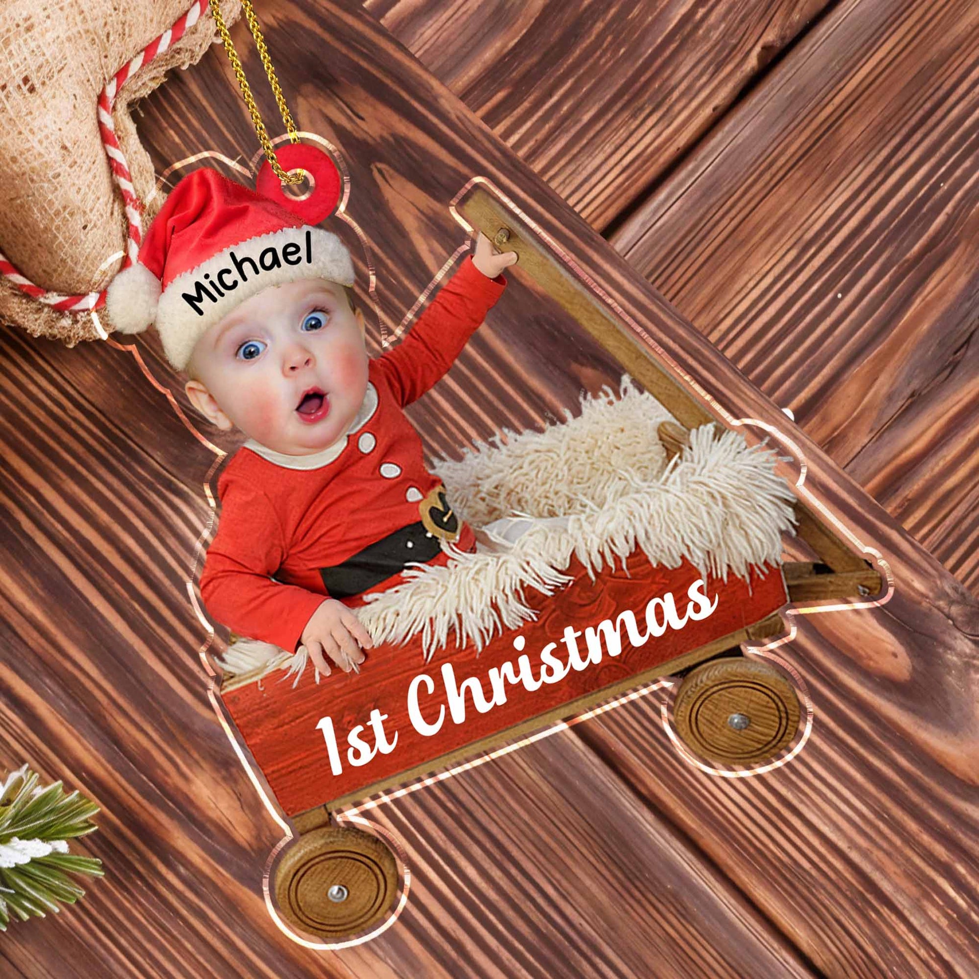 1st Christmas With Baby In Santa Hat