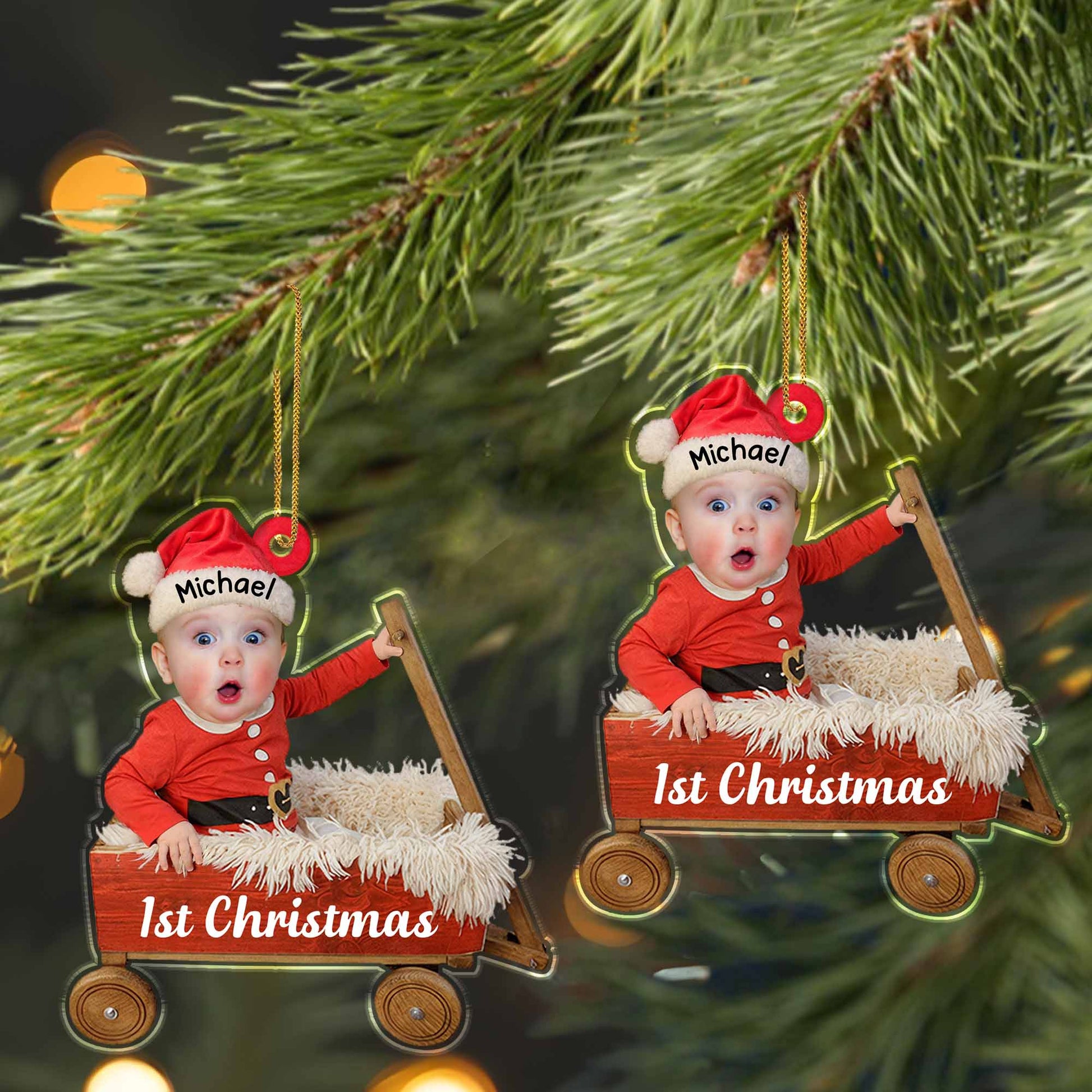 1st Christmas With Baby In Santa Hat