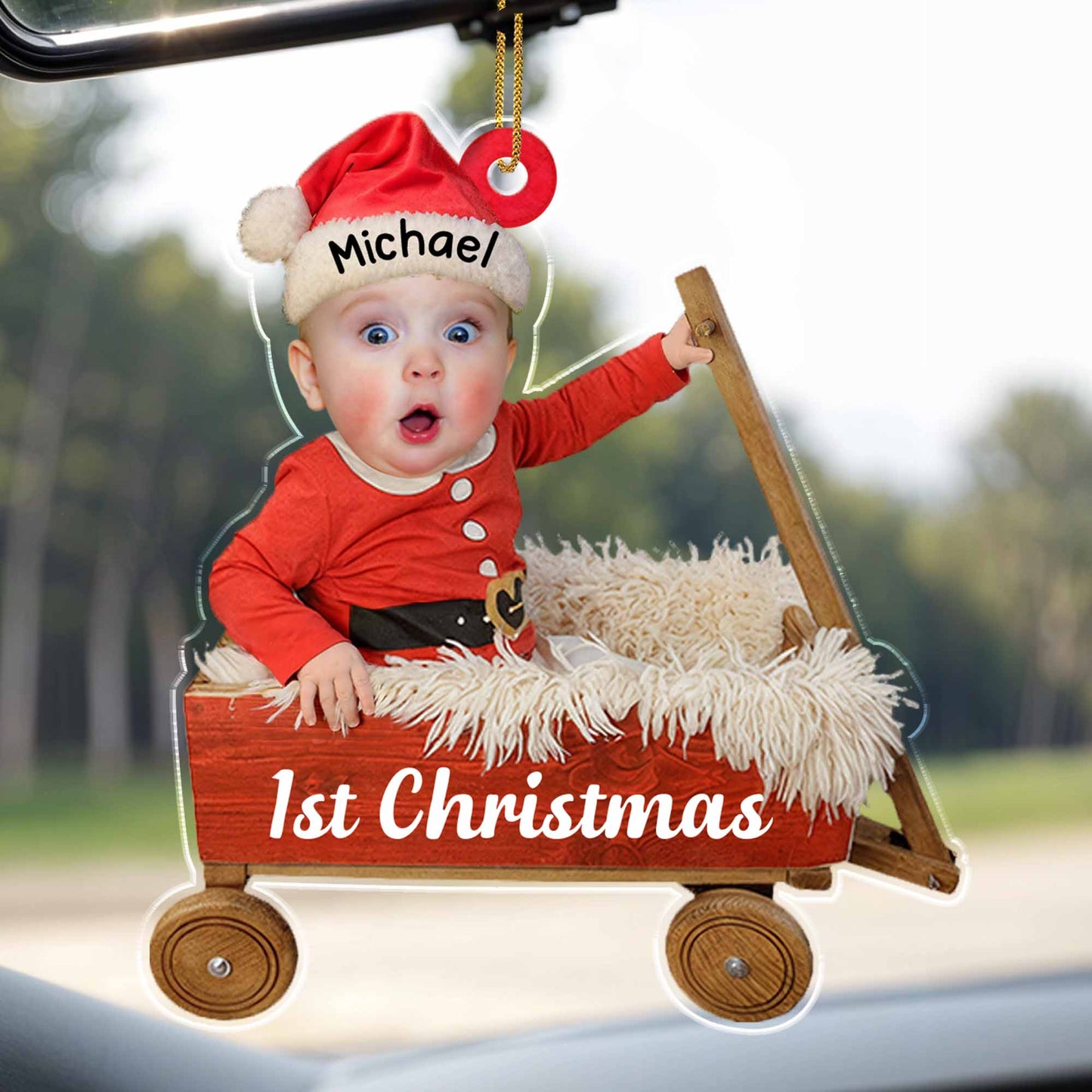 1st Christmas With Baby In Santa Hat