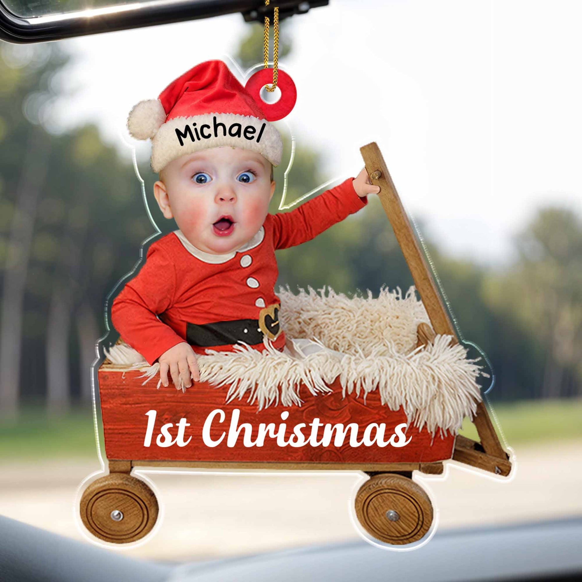 1st Christmas With Baby In Santa Hat