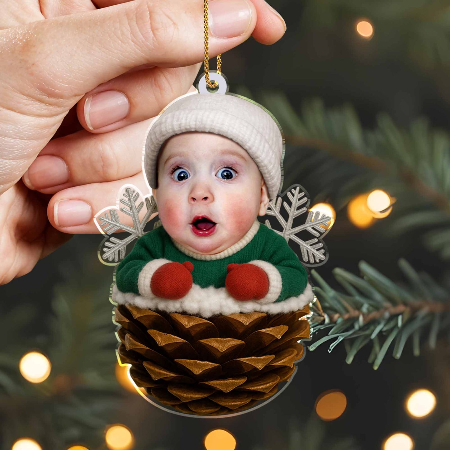 Celebrate Your First Christmas, Baby In Pine Cone