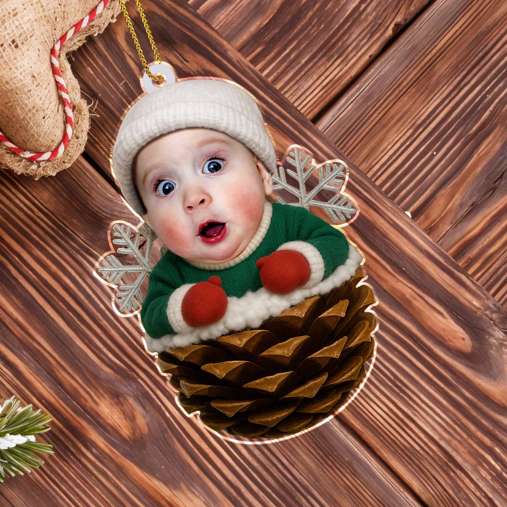Celebrate Your First Christmas, Baby In Pine Cone