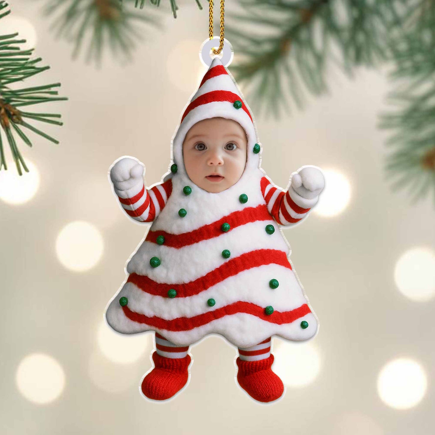 Celebra las fiestas con un disfraz navideño para el árbol de Navidad - Adorno acrílico personalizado, regalo de Navidad - KID282_ACO