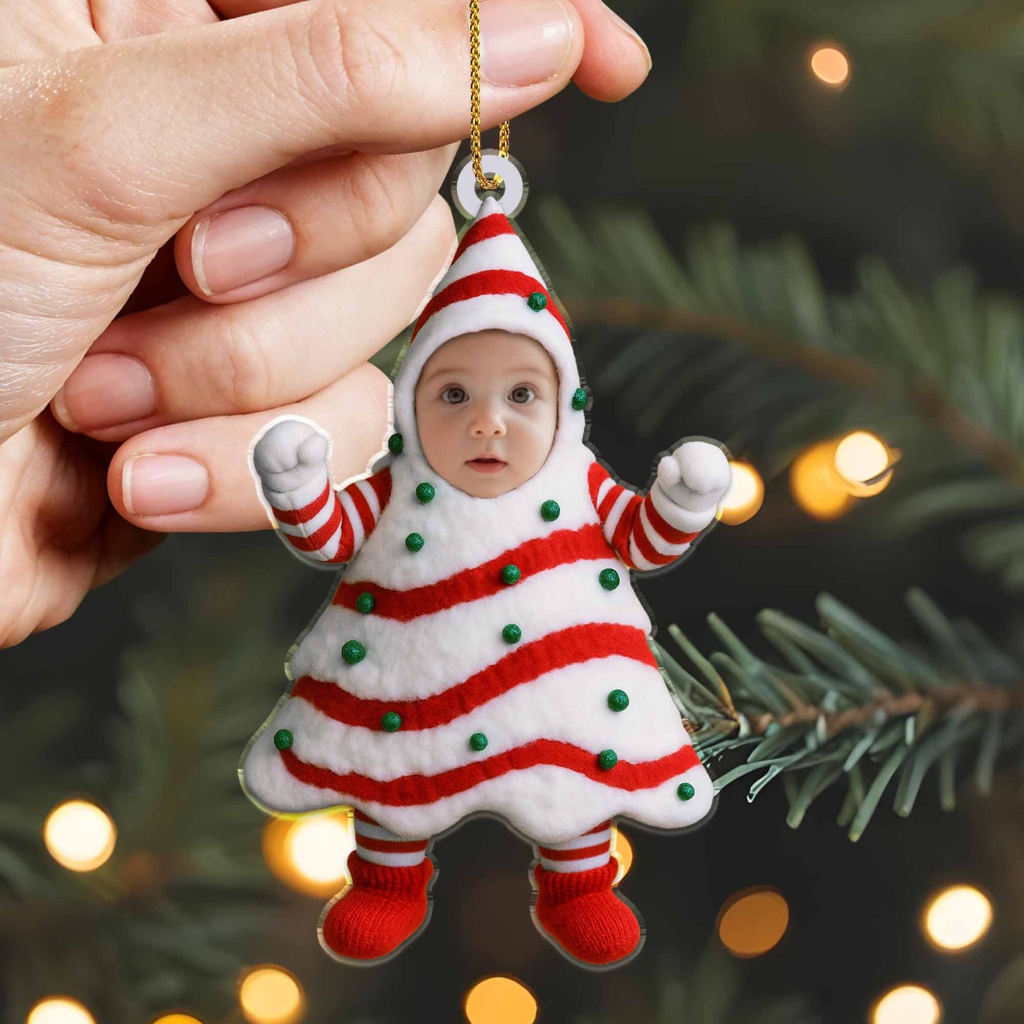 Celebra las fiestas con un disfraz navideño para el árbol de Navidad - Adorno acrílico personalizado, regalo de Navidad - KID282_ACO
