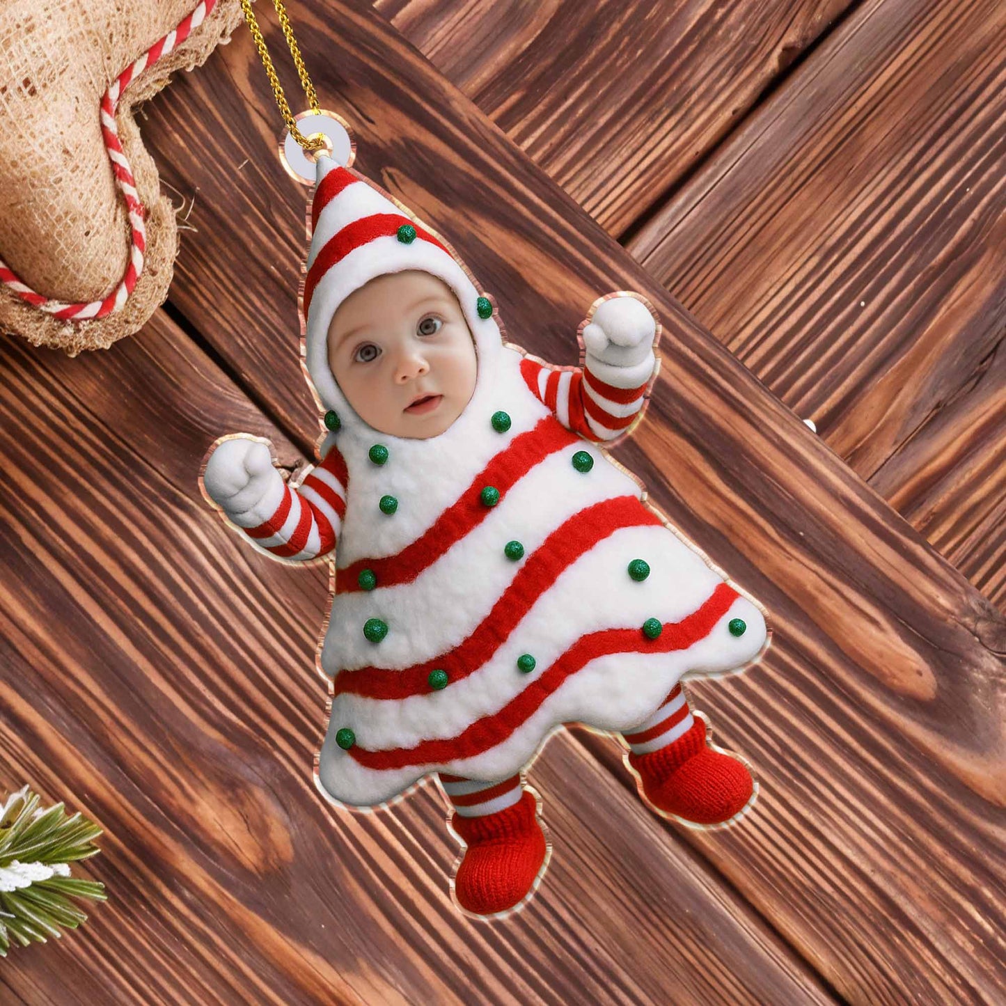 Celebra las fiestas con un disfraz navideño para el árbol de Navidad - Adorno acrílico personalizado, regalo de Navidad - KID282_ACO