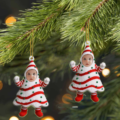 Celebra las fiestas con un disfraz navideño para el árbol de Navidad - Adorno acrílico personalizado, regalo de Navidad - KID282_ACO