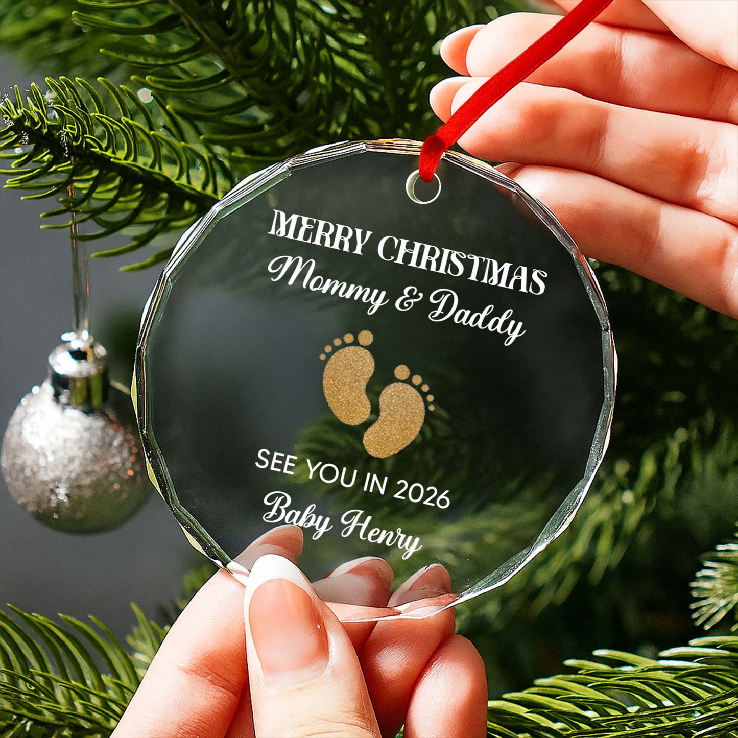 Merry Christmas Mommy & Daddy With Baby Footprints