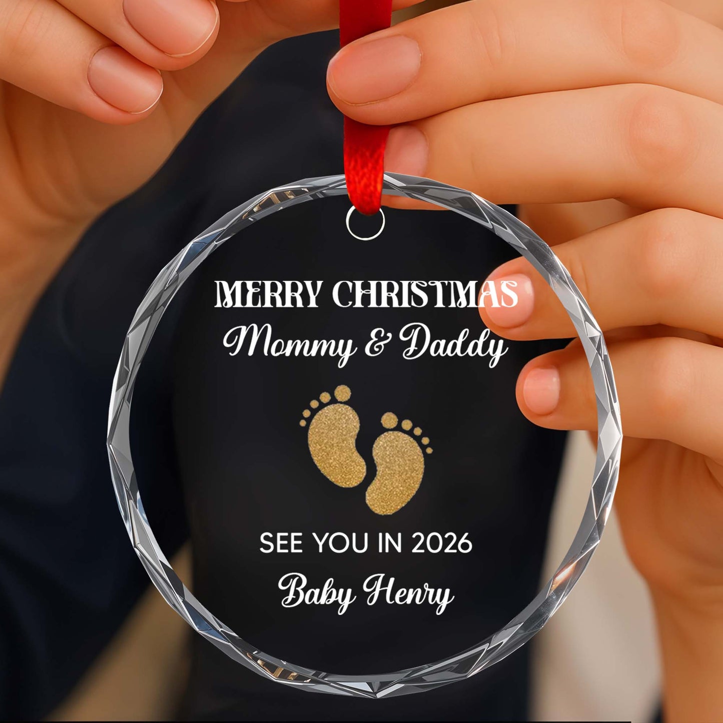 Merry Christmas Mommy & Daddy With Baby Footprints