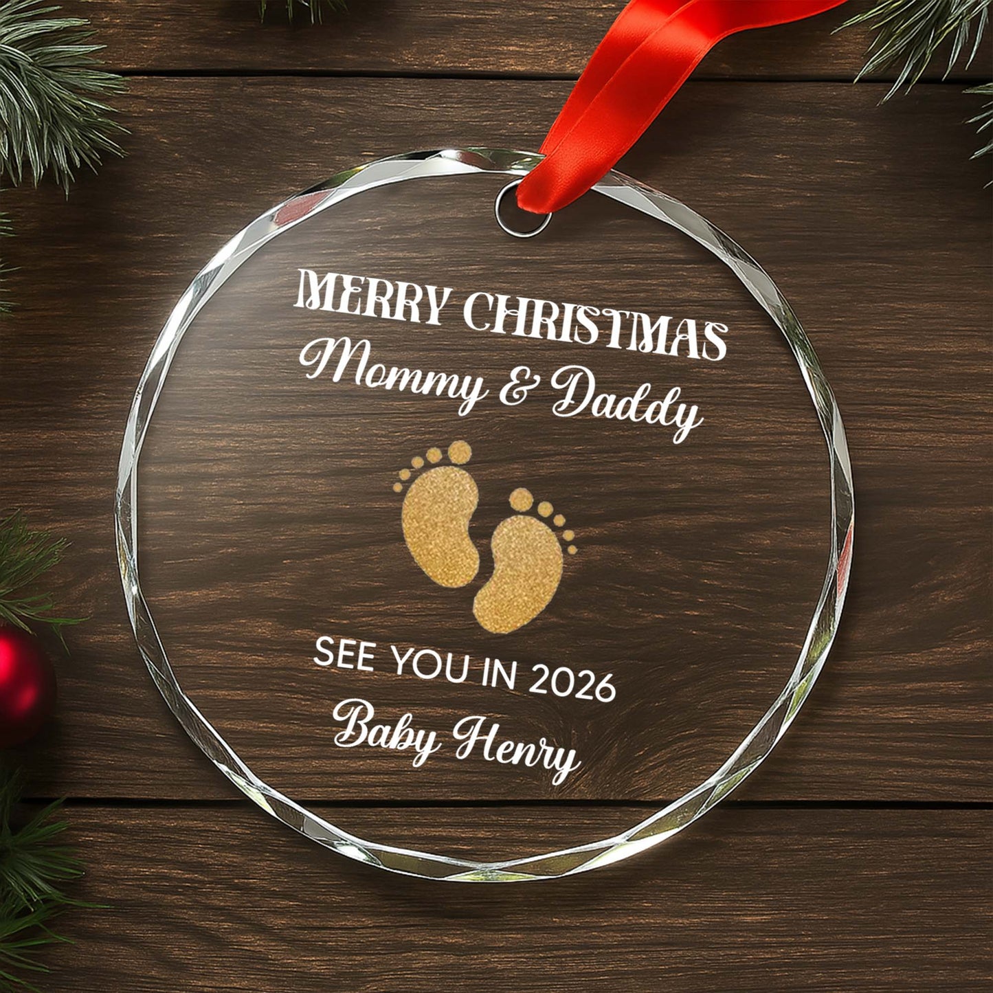 Merry Christmas Mommy & Daddy With Baby Footprints