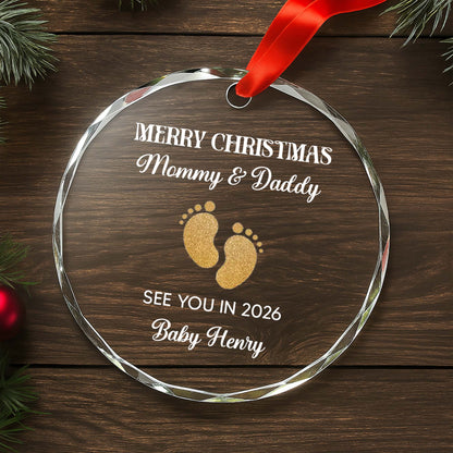 Merry Christmas Mommy & Daddy With Baby Footprints