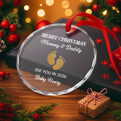 Merry Christmas Mommy & Daddy With Baby Footprints