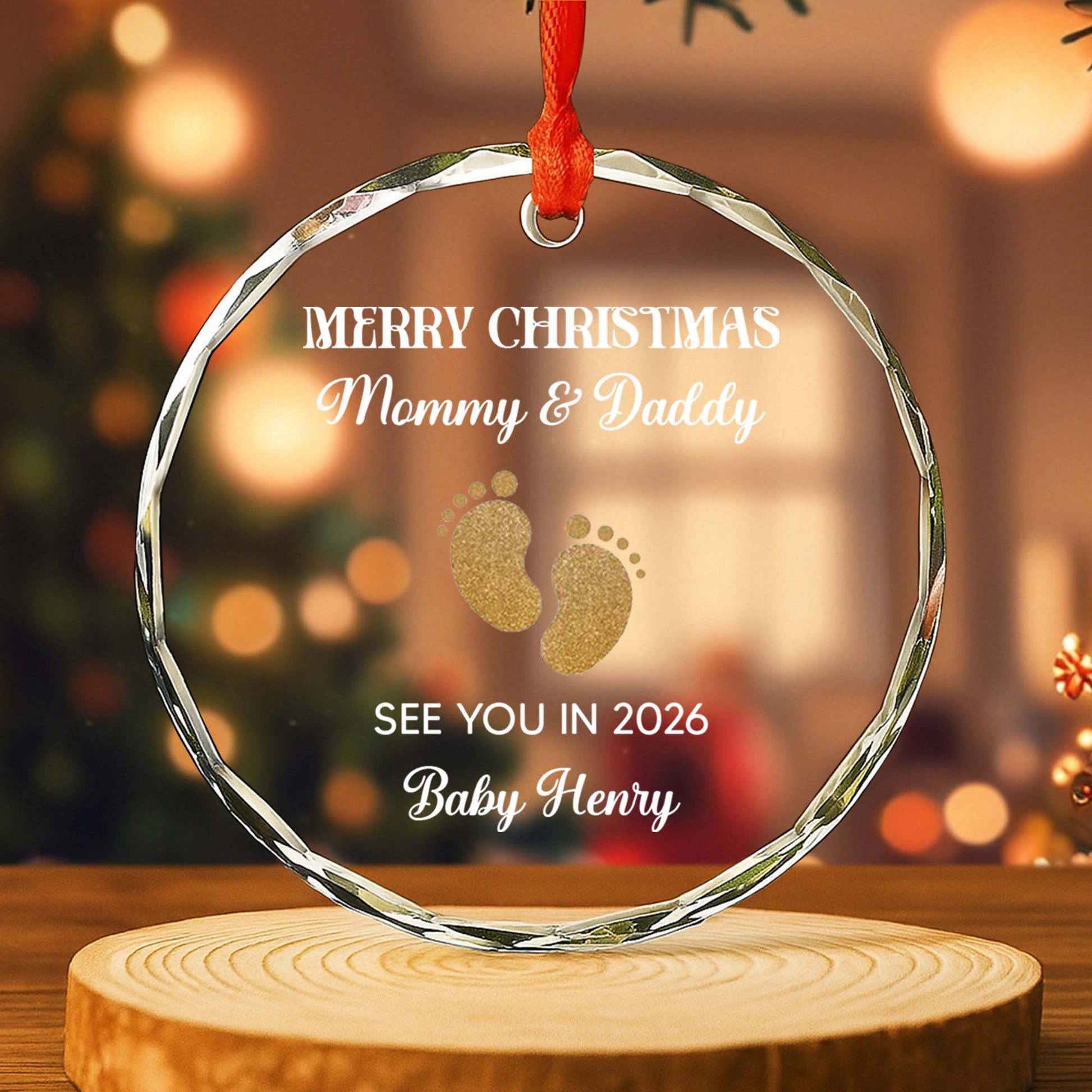 Merry Christmas Mommy & Daddy With Baby Footprints