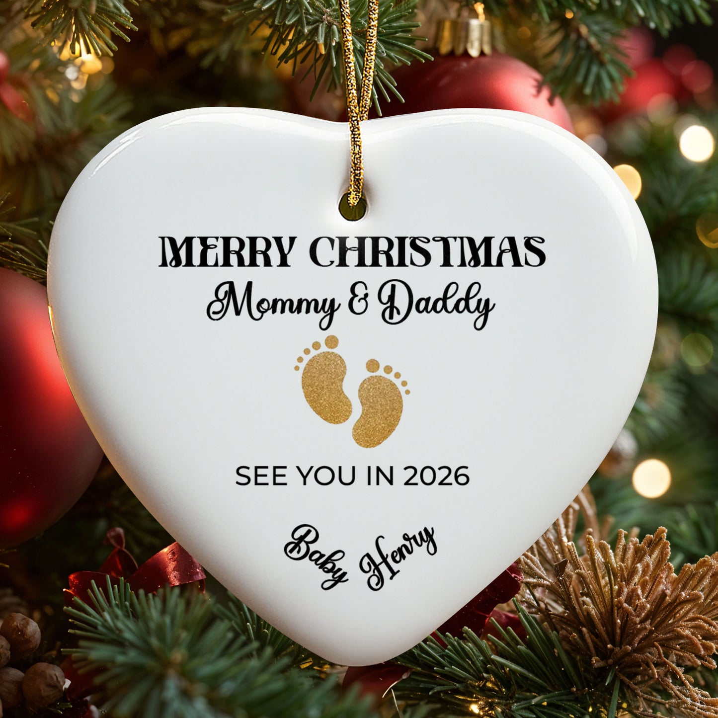 Merry Christmas Mommy And Daddy, Golden Footprints