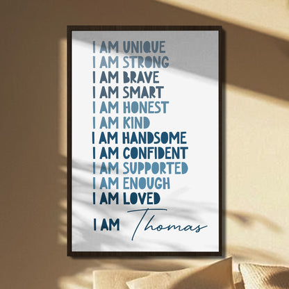 I Am Unique, Strong, Brave Typography Poster
