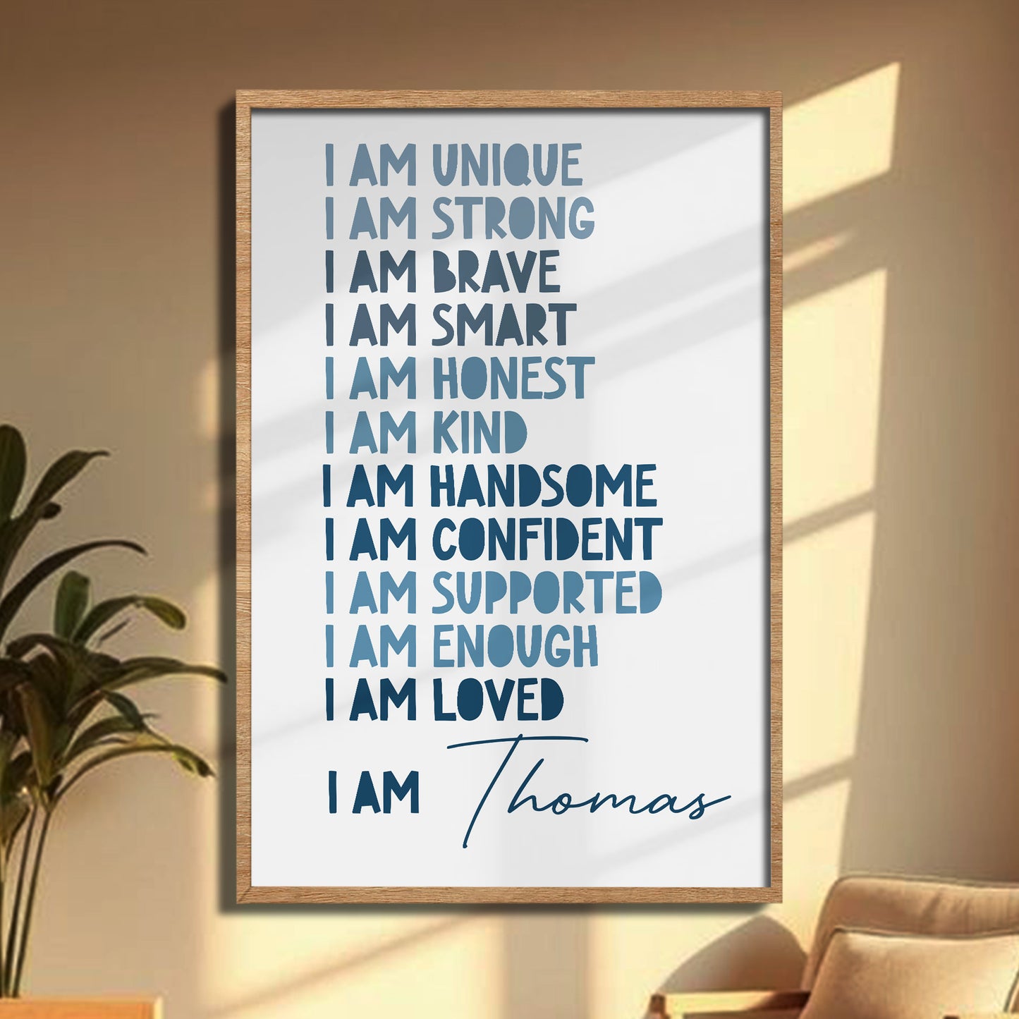 I Am Unique, Strong, Brave Typography Poster