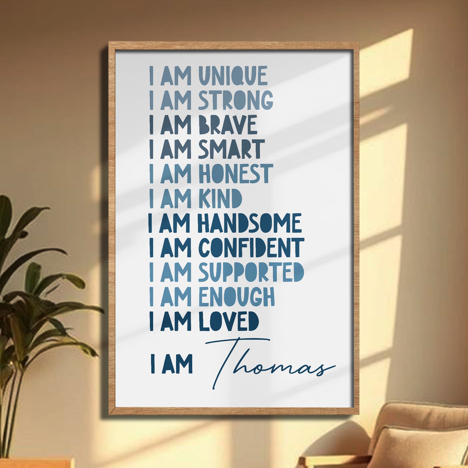 I Am Unique, Strong, Brave Typography Poster