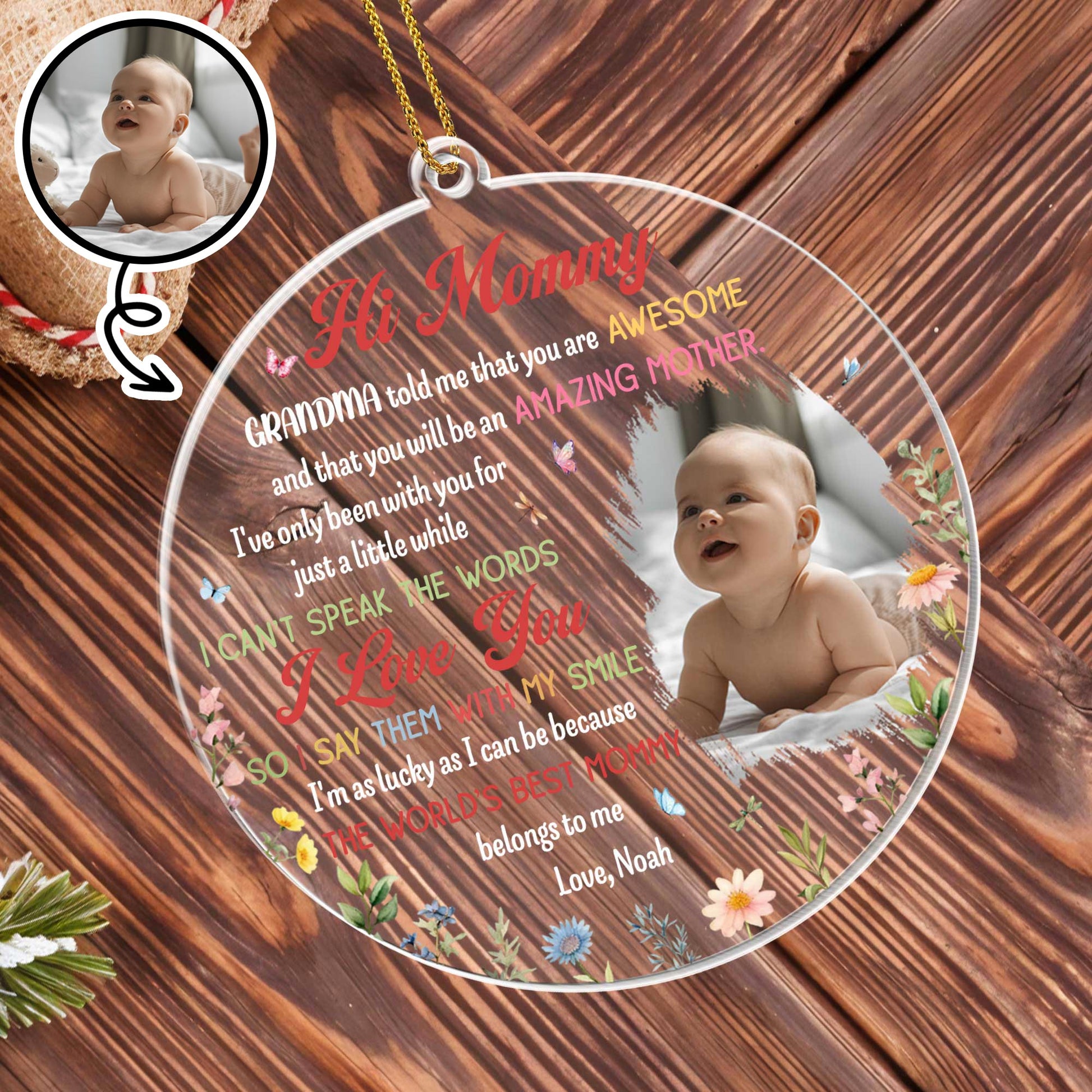 Hi Mommy, World's Best Mommy With Baby And Flowers