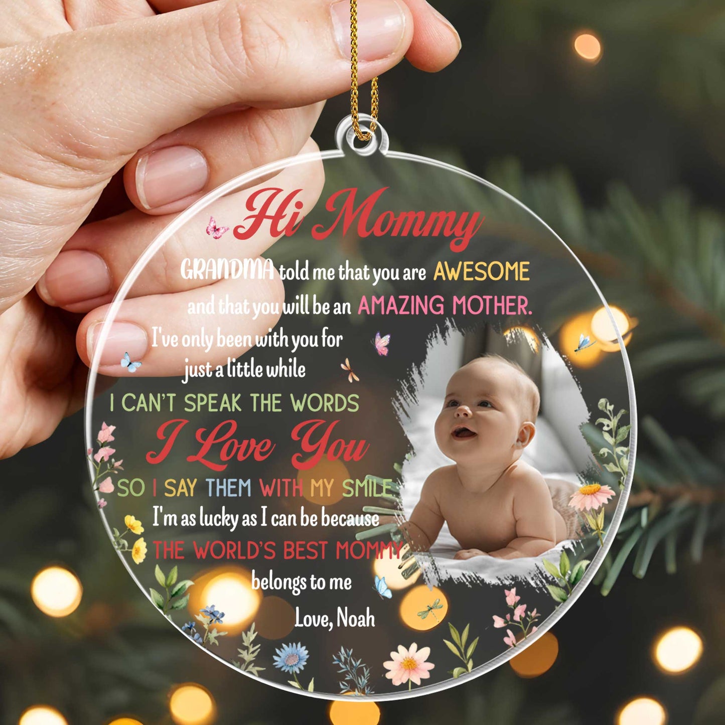 Hi Mommy, World's Best Mommy With Baby And Flowers