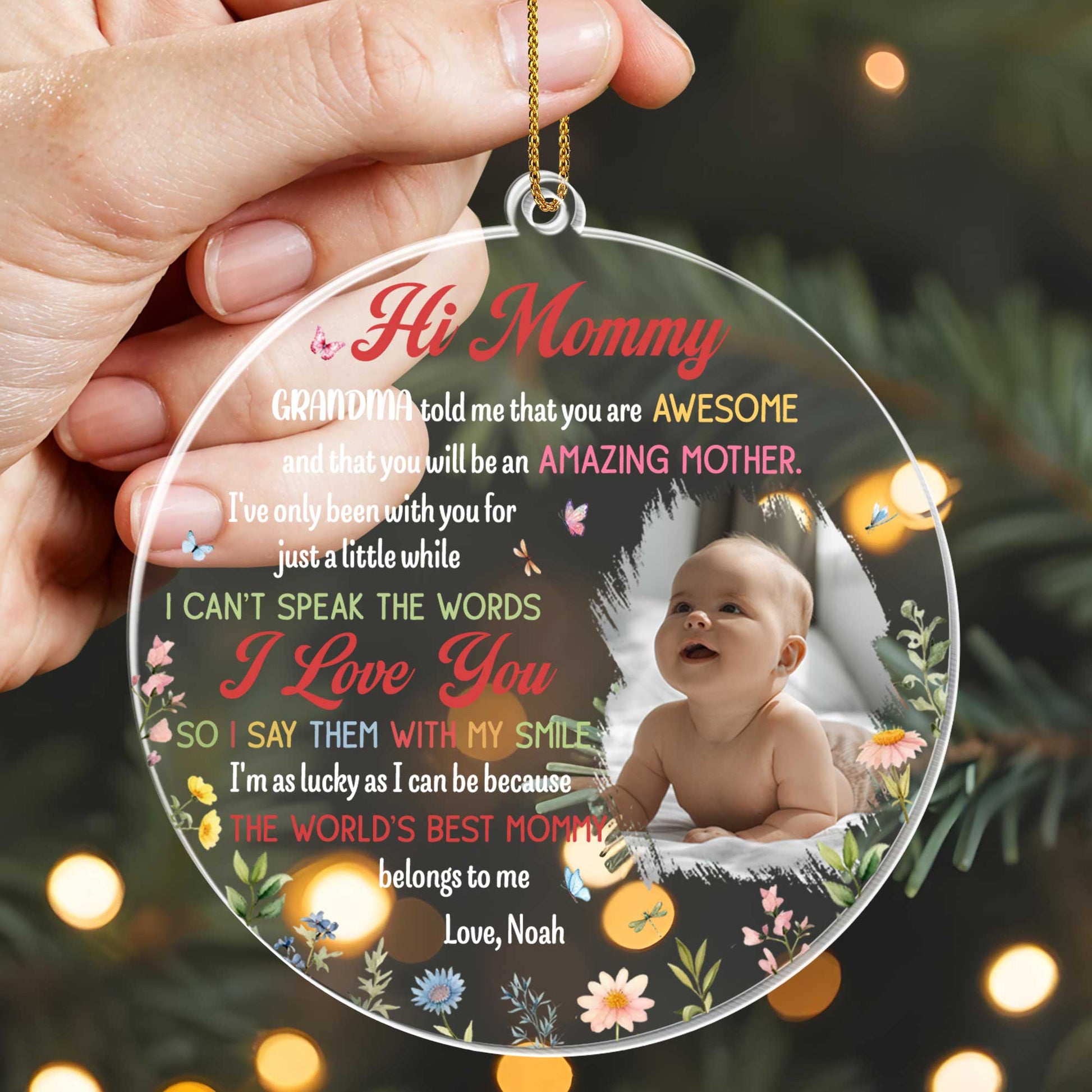 Hi Mommy, World's Best Mommy With Baby And Flowers