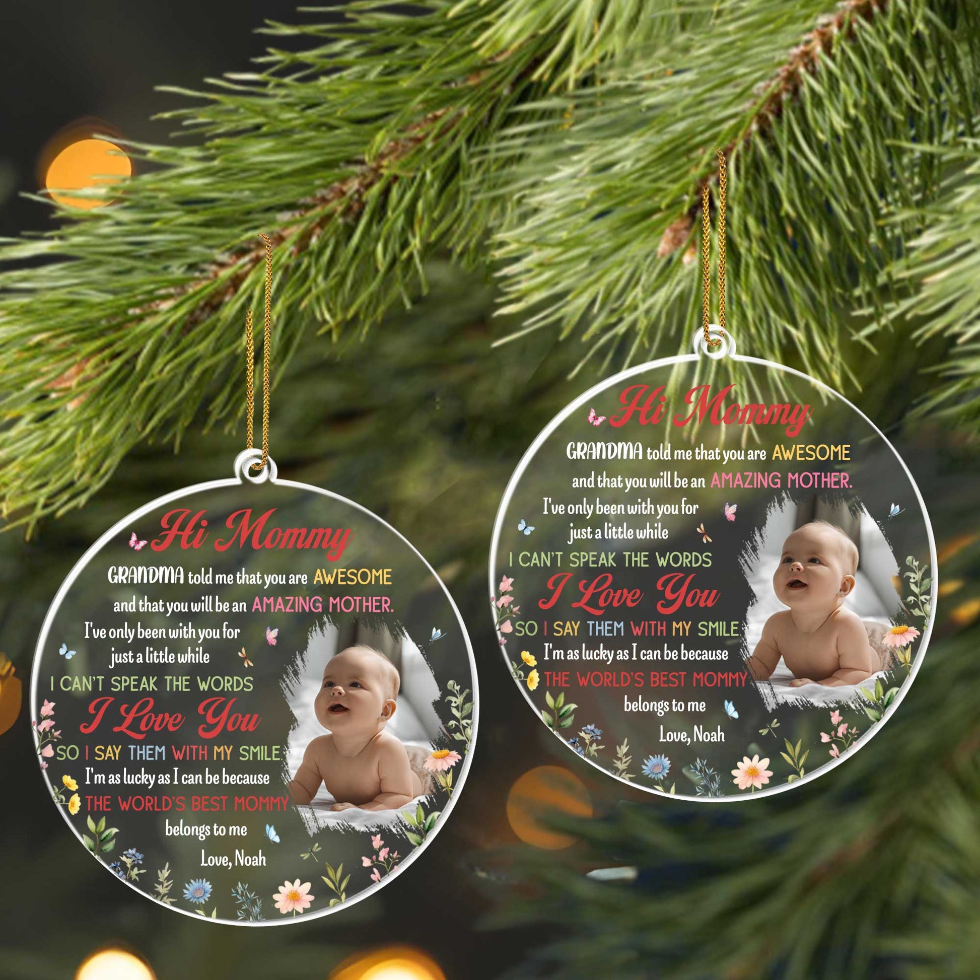 Hi Mommy, World's Best Mommy With Baby And Flowers