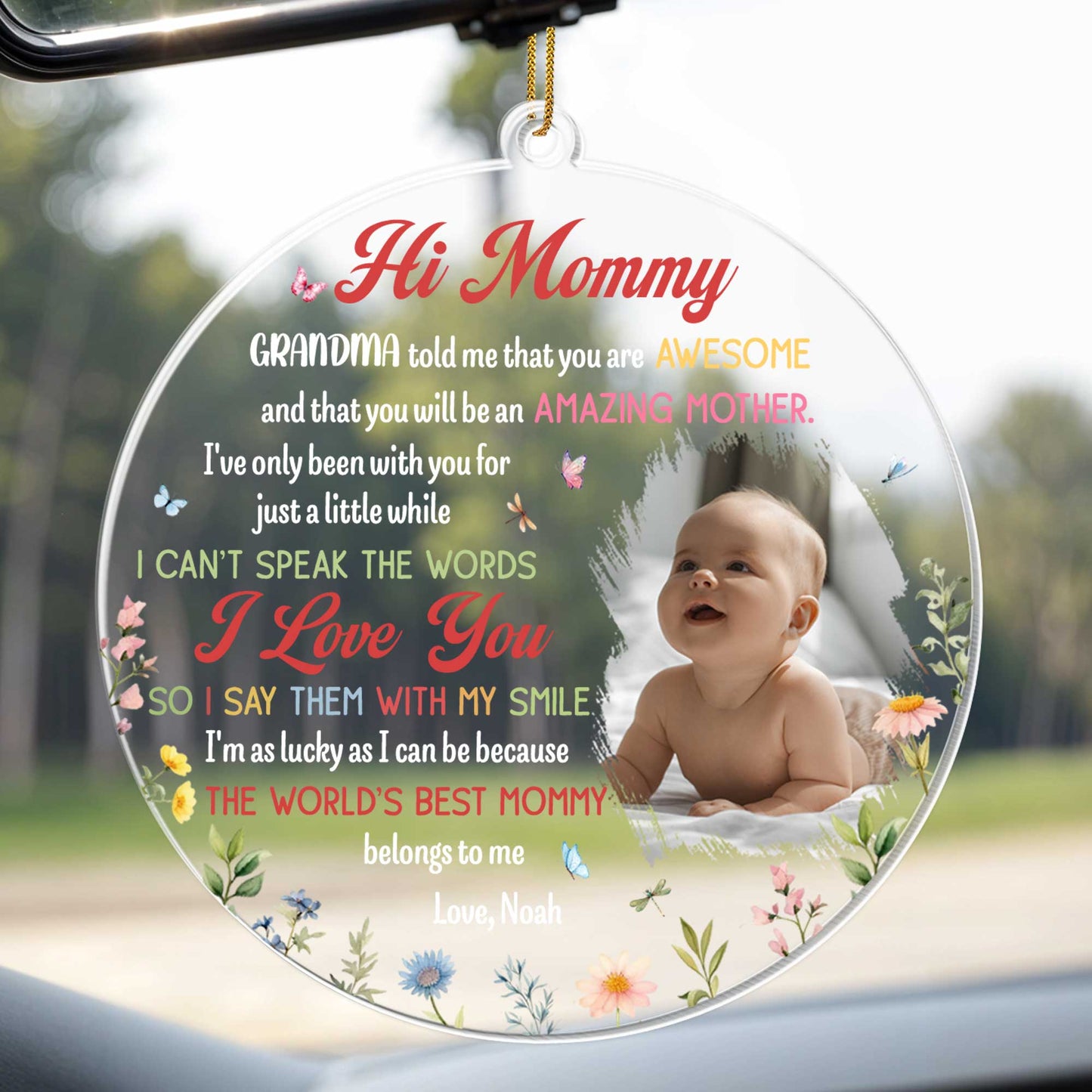 Hi Mommy, World's Best Mommy With Baby And Flowers