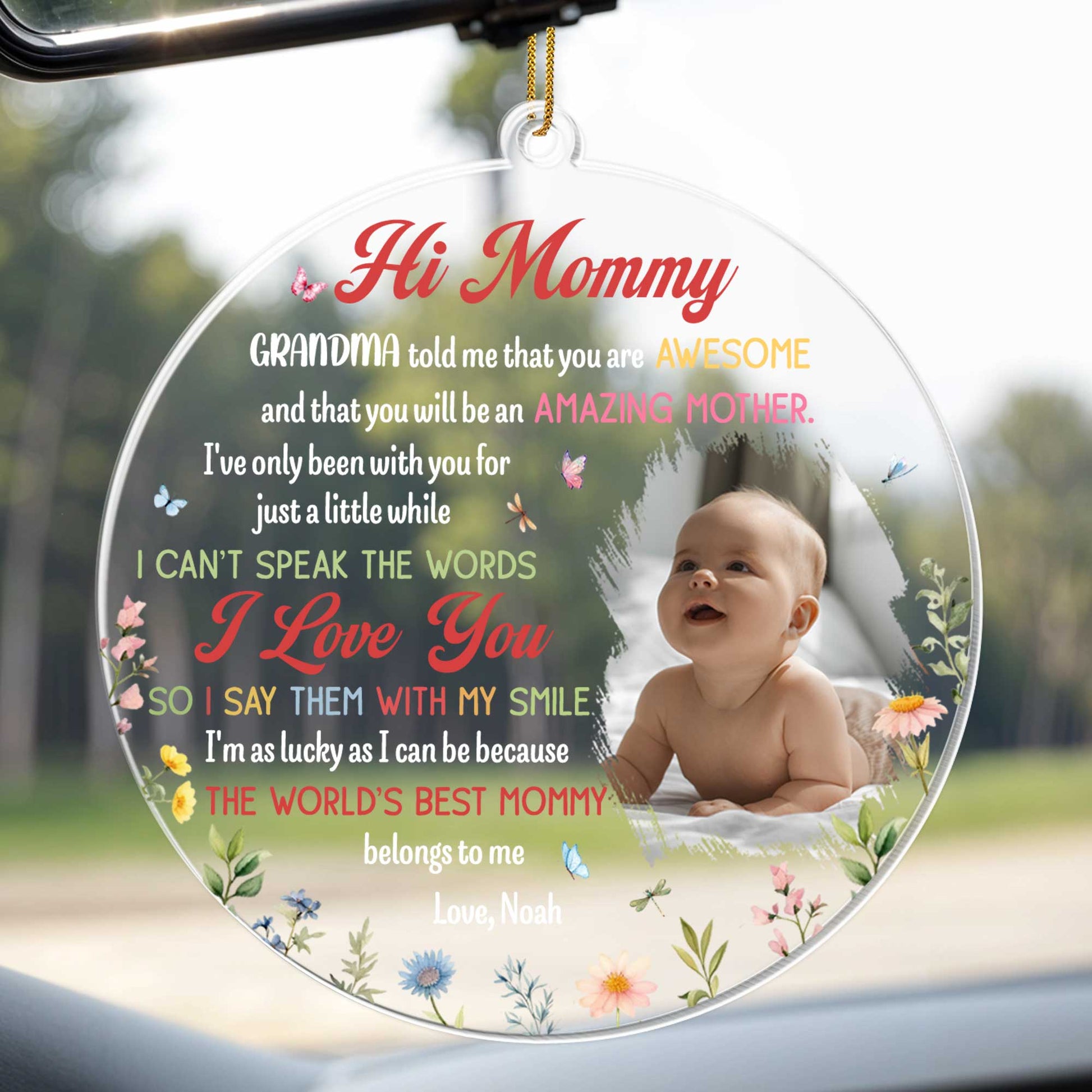 Hi Mommy, World's Best Mommy With Baby And Flowers