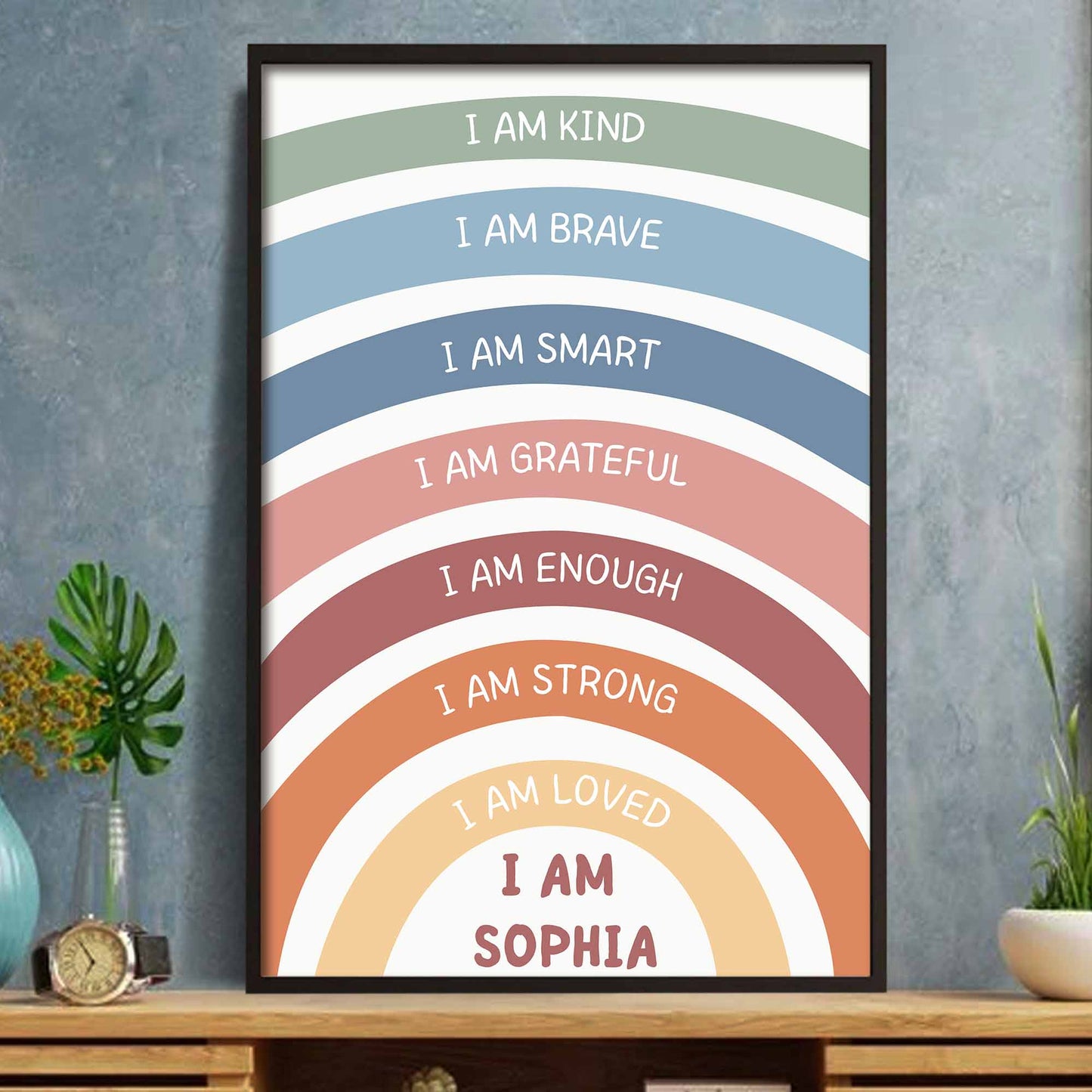 I Am Kind, I Am Brave, I Am Smart, Empowerment Rainbow Poster