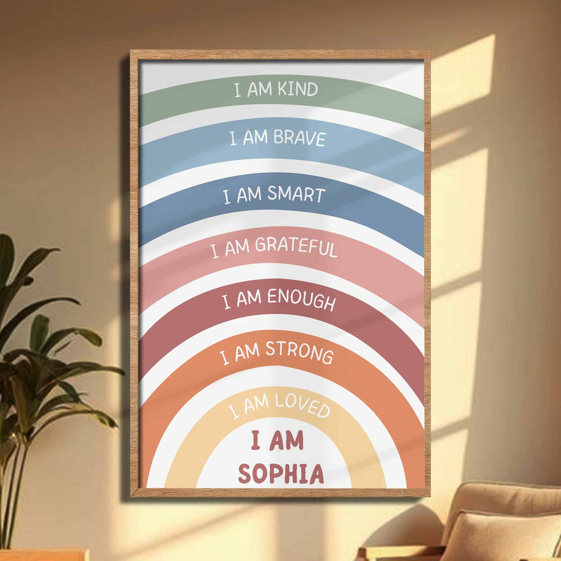 I Am Kind, I Am Brave, I Am Smart, Empowerment Rainbow Poster