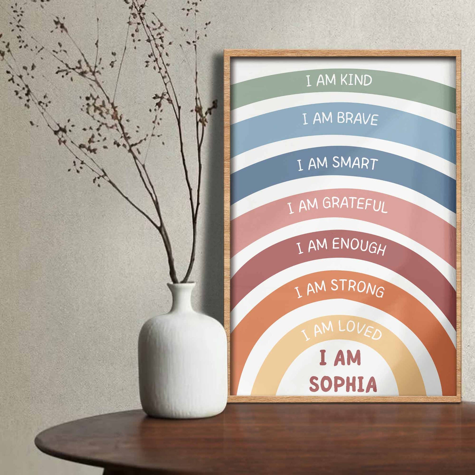 I Am Kind, I Am Brave, I Am Smart, Empowerment Rainbow Poster
