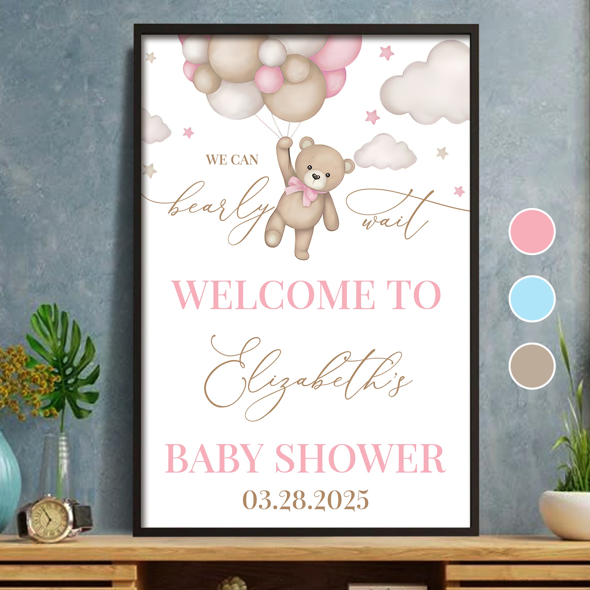 We Can Bearly Wait Welcome To The Baby Shower Teddy Bear And Balloons