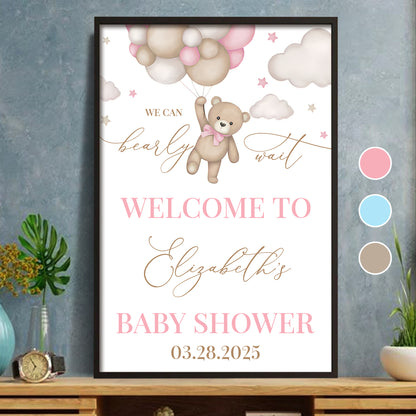 We Can Bearly Wait Welcome To The Baby Shower Teddy Bear And Balloons