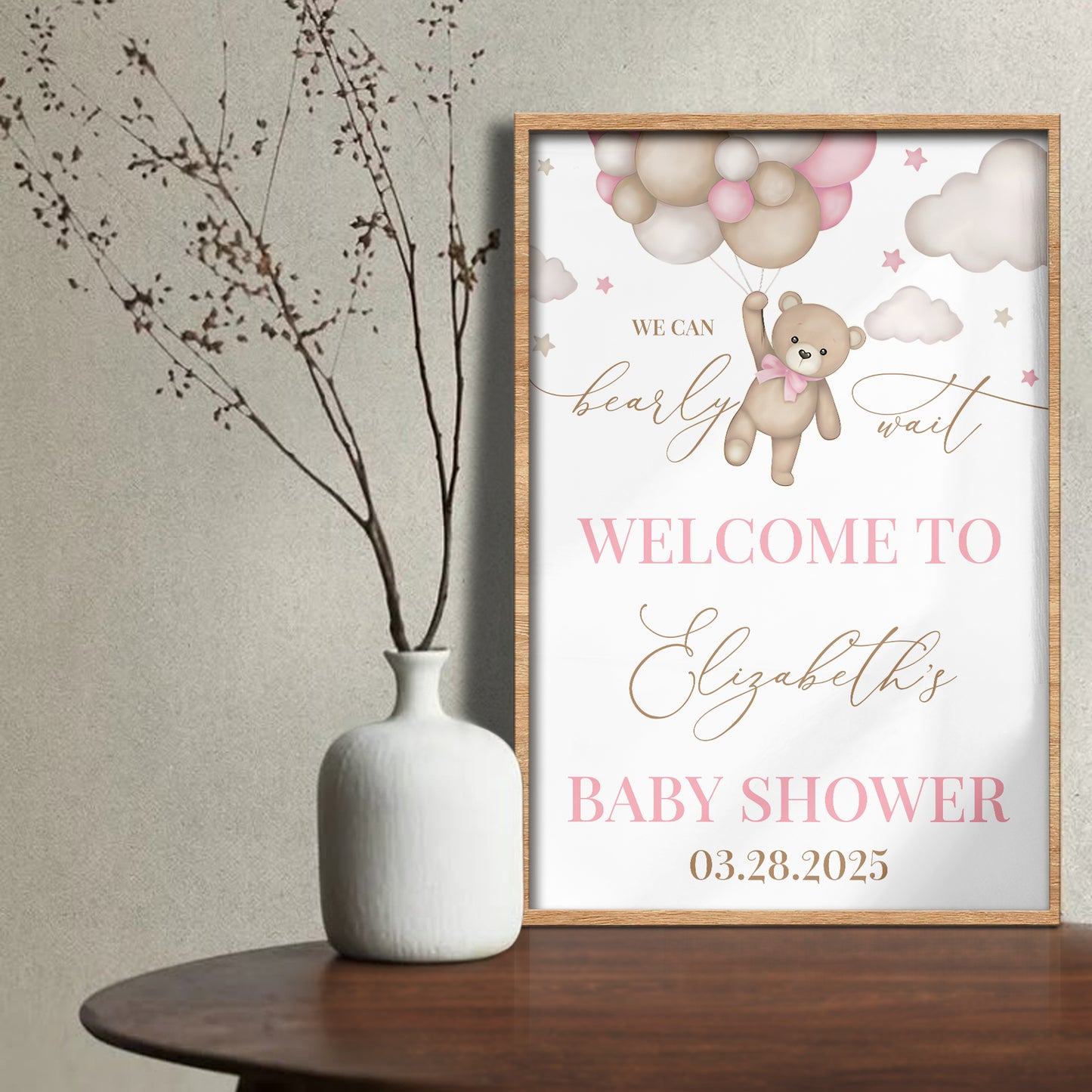 We Can Bearly Wait Welcome To The Baby Shower Teddy Bear And Balloons