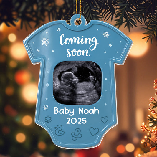 Coming Soon With Sonogram And Baby Feet