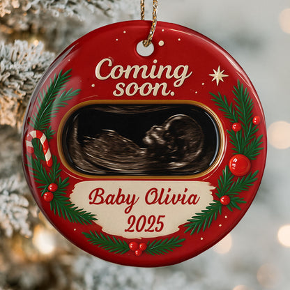 Coming Soon Sonogram Christmas Ornament