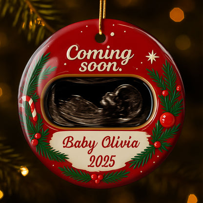 Coming Soon Sonogram Christmas Ornament
