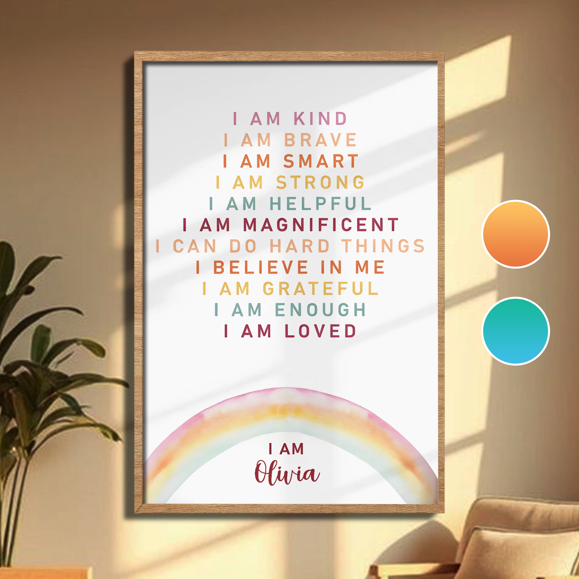I Am Kind, Brave, Smart, and Strong, Rainbow Poster, Gift For Daughters ...