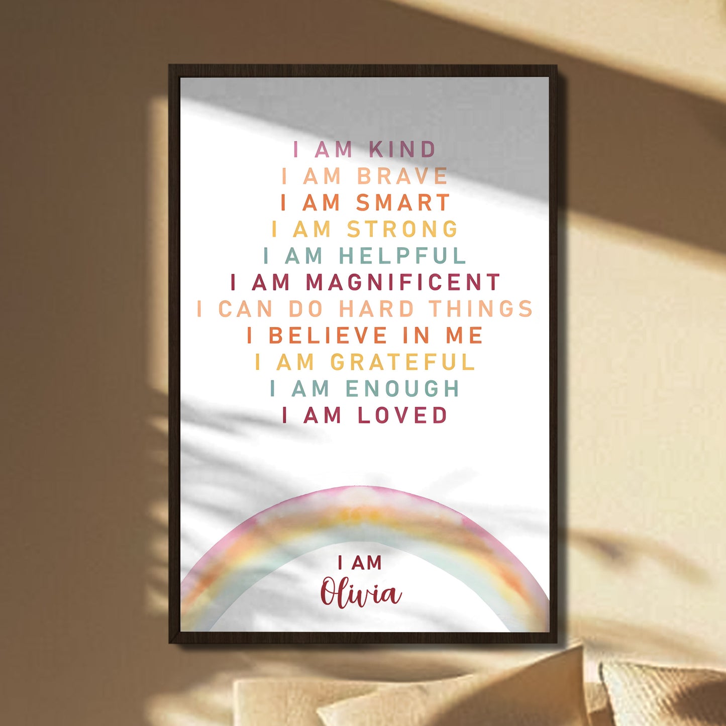 I Am Kind, Brave, Smart, and Strong, Rainbow Poster - Personalized Custom Vertical Poster - KID303_VPOS