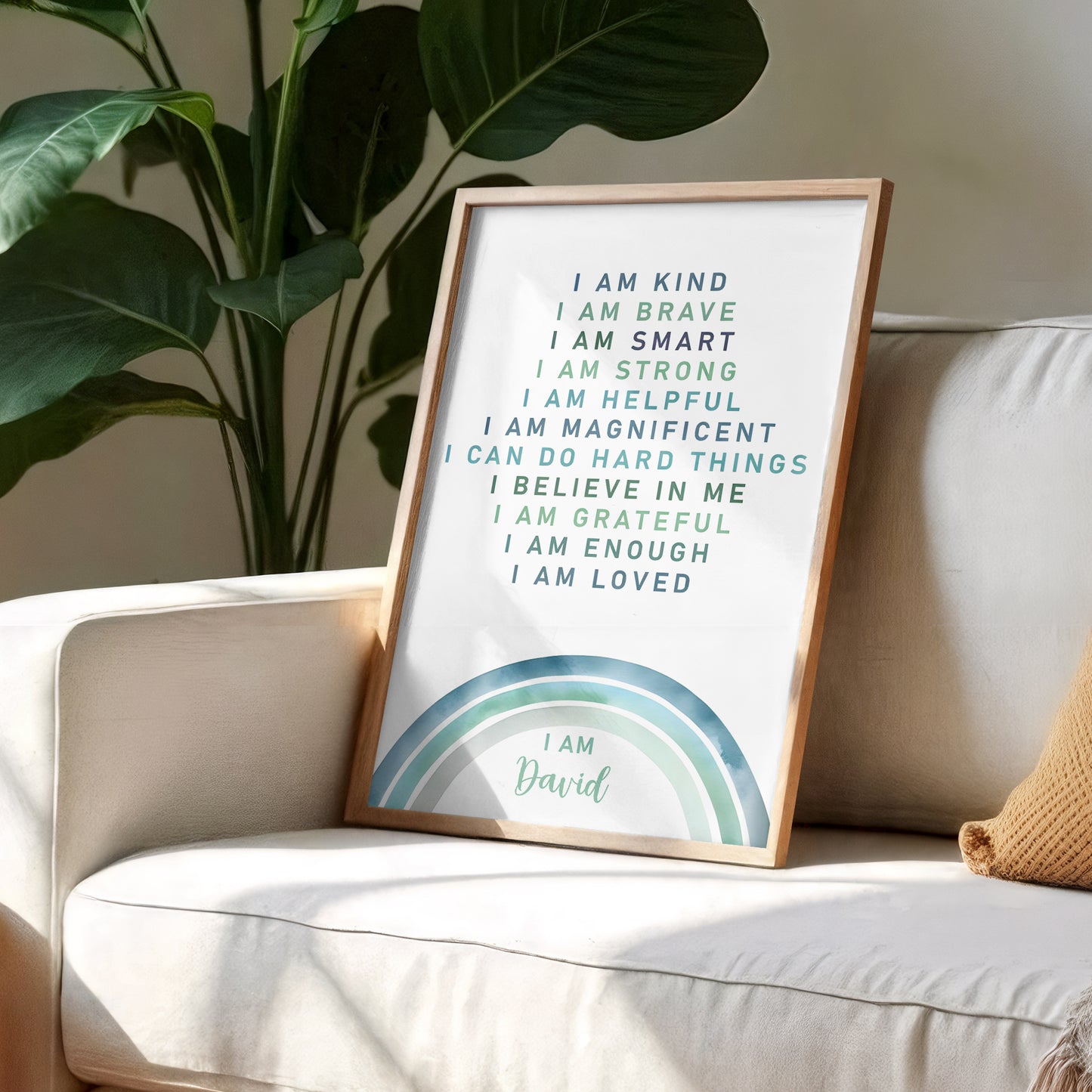 I Am Kind, Brave, Smart, and Strong, Rainbow Poster - Personalized Custom Vertical Poster - KID303_VPOS
